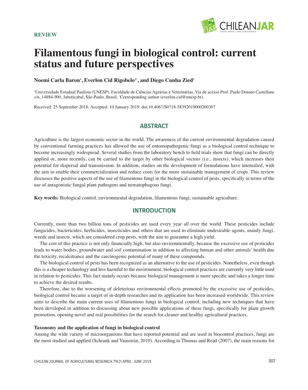 Filamentous Fungi in Biological Control: Current Status and Future Perspectives