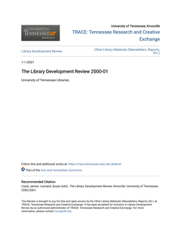 The Library Development Review 2000-01