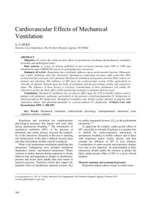 Cardiovascular Effects of Mechanical Ventilation