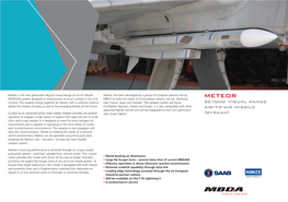 Meteor Is the Next Generation Beyond Visual Range Air-To-Air Missile