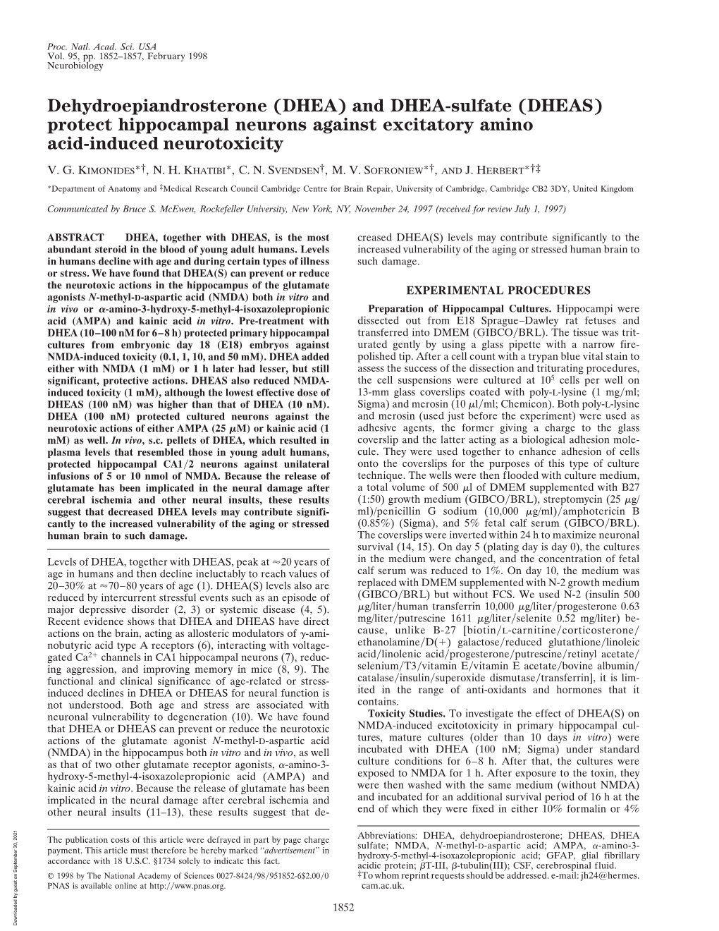 Protect Hippocampal Neurons Against Excitatory Amino Acid-Induced Neurotoxicity