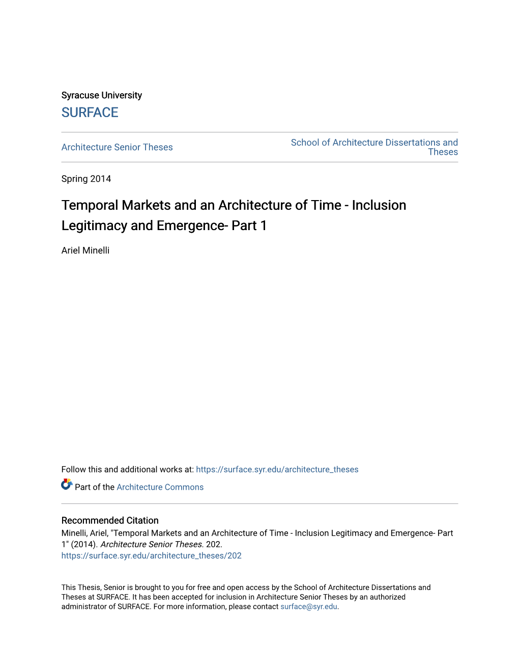 Temporal Markets and an Architecture of Time - Inclusion Legitimacy and Emergence- Part 1