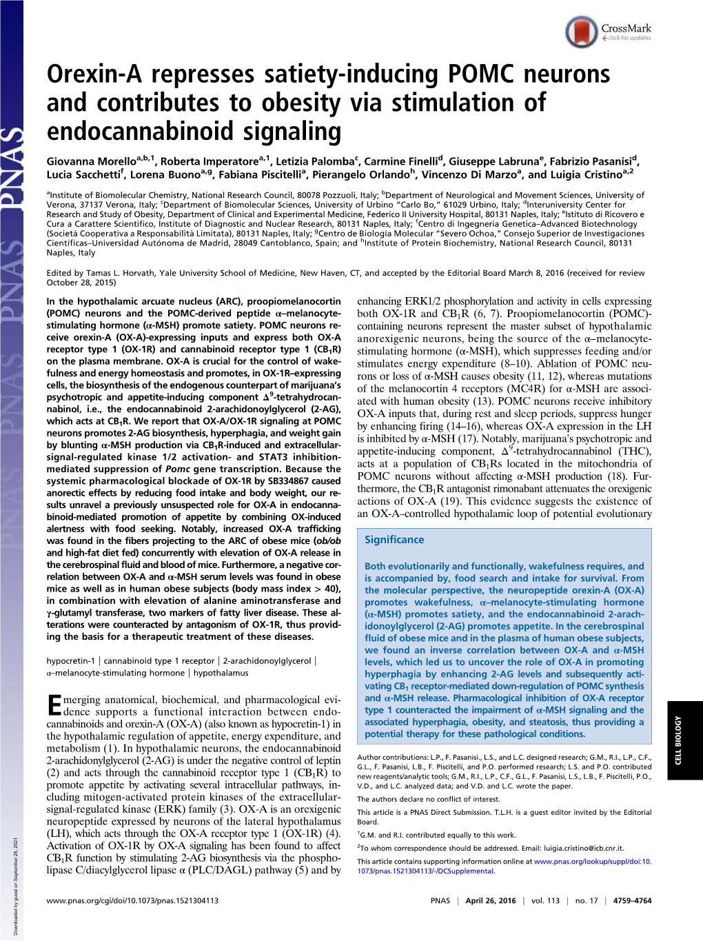 Orexin-A Represses Satiety-Inducing POMC Neurons and Contributes to Obesity Via Stimulation of Endocannabinoid Signaling