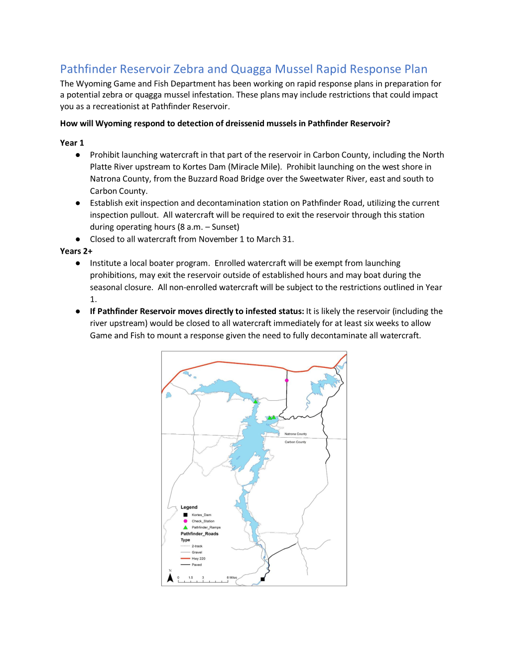 Pathfinder Reservoir Zebra and Quagga Mussel Rapid Response