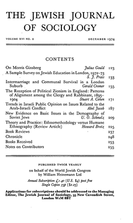 The Jewish Journal of Sociology