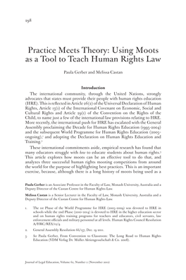 Practice Meets Theory: Using Moots As a Tool to Teach Human Rights Law