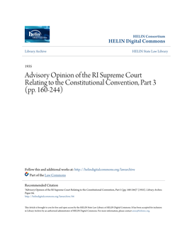 Advisory Opinion of the RI Supreme Court Relating to the Constitutional Convention, Part 3 (Pp