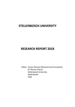 Stellenbosch University Research Report 2018
