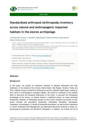 Standardised Arthropod (Arthropoda) Inventory Across Natural and Anthropogenic Impacted Habitats in the Azores Archipelago