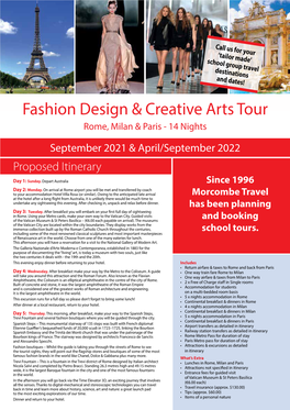Fashion Design & Creative Arts Tour