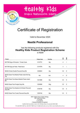 Healthy Kids Product Registration Scheme