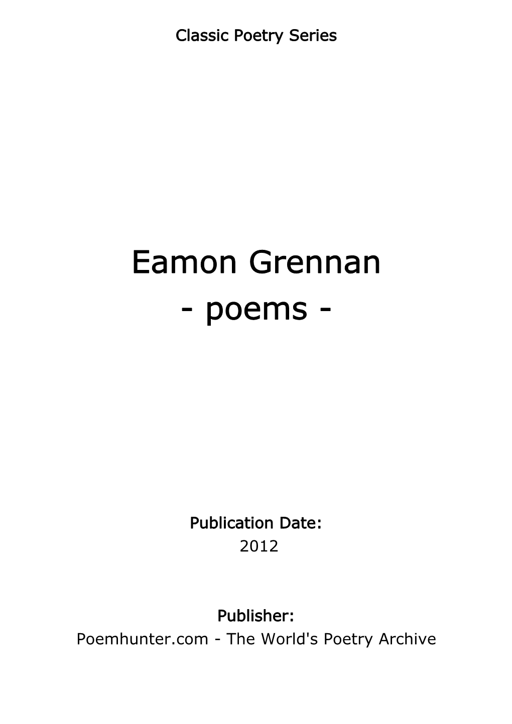 Eamon Grennan - Poems