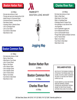 Jogging Map Boston Harbor Run Boston Common Run Charles River