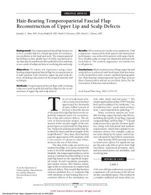 Hair-Bearing Temporoparietal Fascial Flap Reconstruction of Upper Lip and Scalp Defects