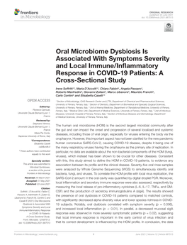 Oral Microbiome Dysbiosis Is Associated with Symptoms Severity and Local Immune/Inﬂammatory Response in COVID-19 Patients: a Cross-Sectional Study