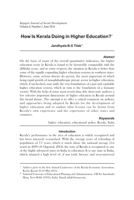 How Is Kerala Doing in Higher Education?*