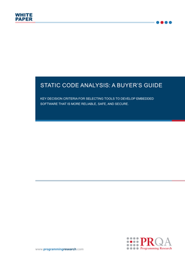 Static Code Analysis: a Buyer’S Guide