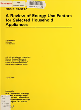A Review of Energy Use Factors for Selected Household Appliances