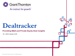 Dealtracker Providing M&A and Private Equity Deal Insights