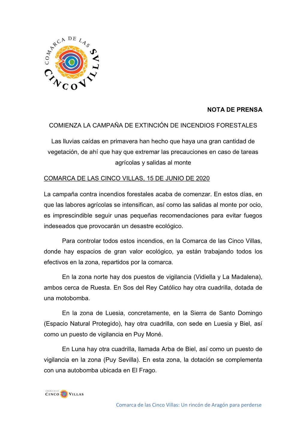 Nota De Prensa Comienza La Campaña De Extinción De