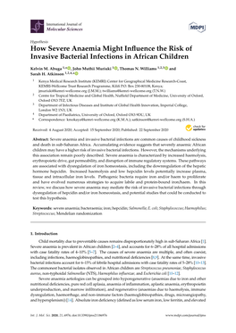 How Severe Anaemia Might Influence the Risk of Invasive Bacterial