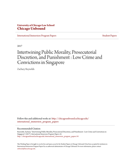 Low Crime and Convictions in Singapore Zachary Reynolds