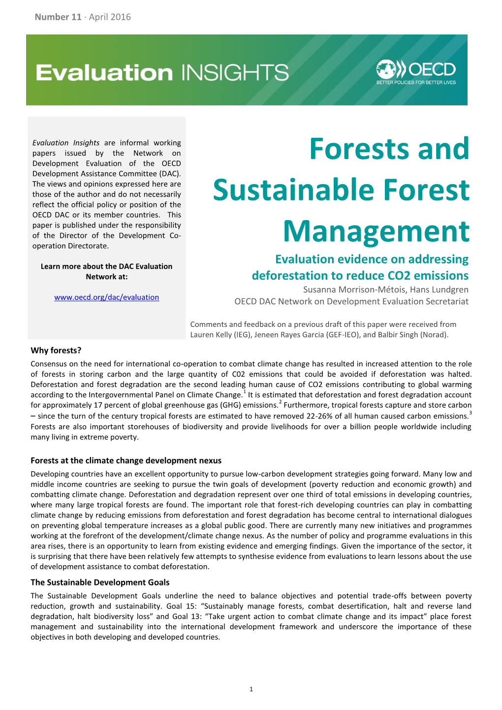 Forests and Sustainable Forest Management