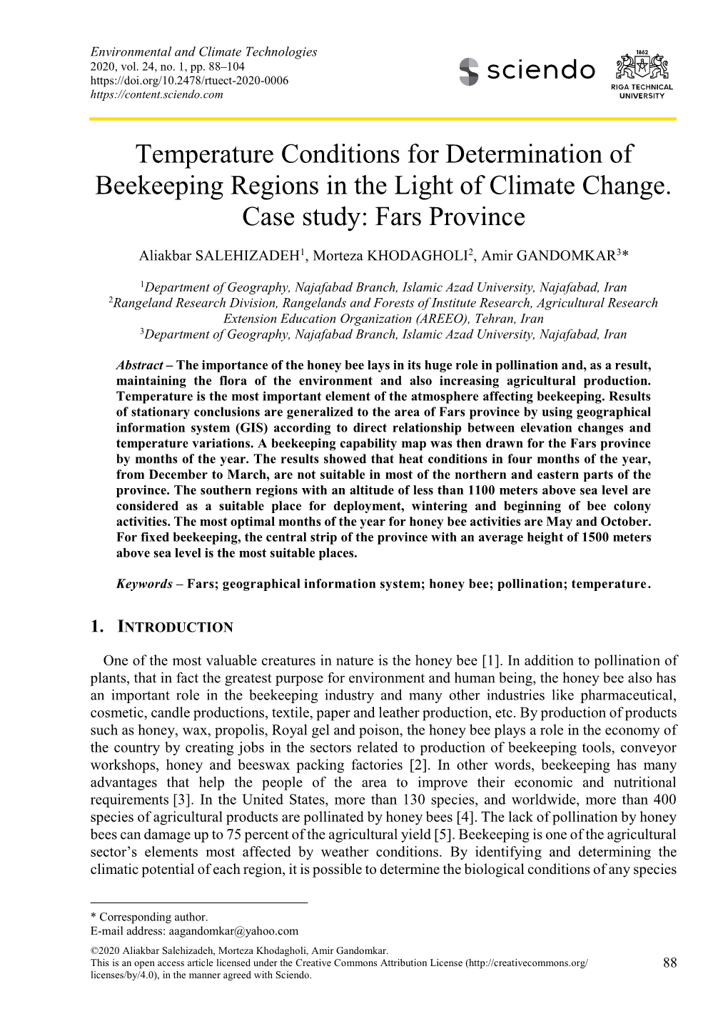 Temperature Conditions for Determination of Beekeeping Regions in the Light of Climate Change