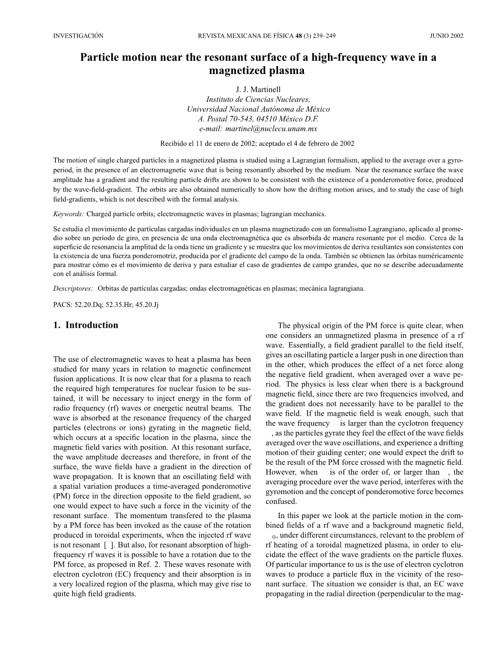 Particle Motion Near the Resonant Surface of a High-Frequency Wave in a Magnetized Plasma