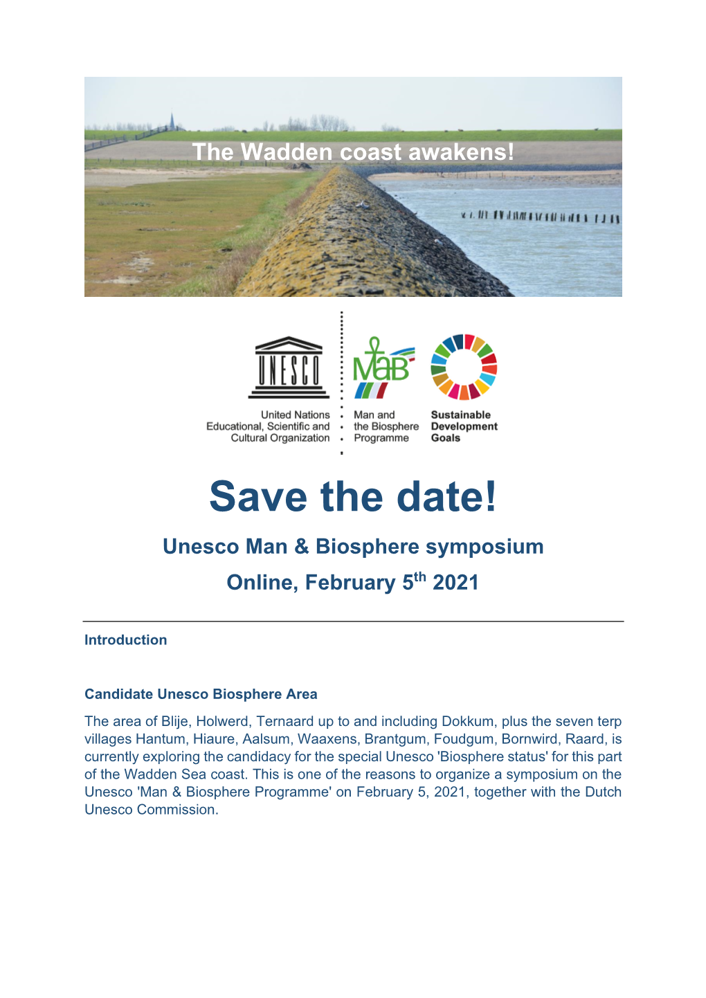 Save the Date! Unesco Man & Biosphere Symposium Online