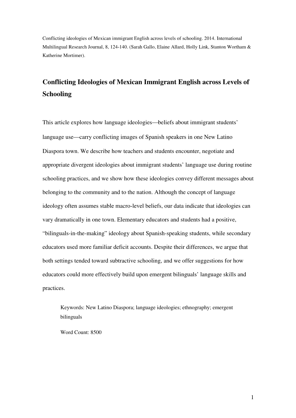 Conflicting Ideologies of Mexican Immigrant English Across Levels of Schooling