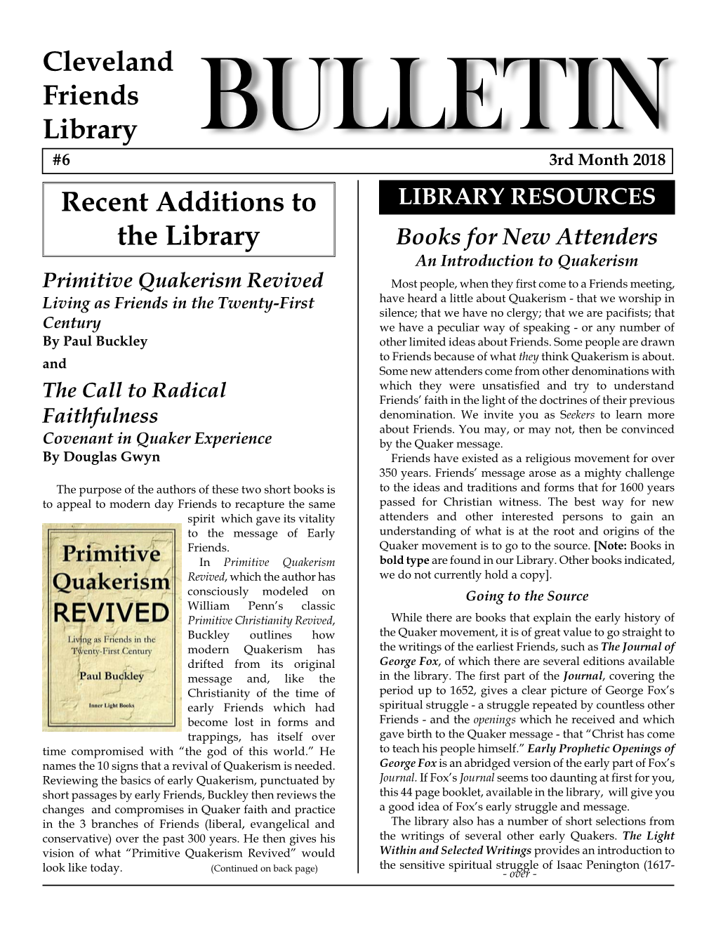 Cleveland Friends Library Bulletin