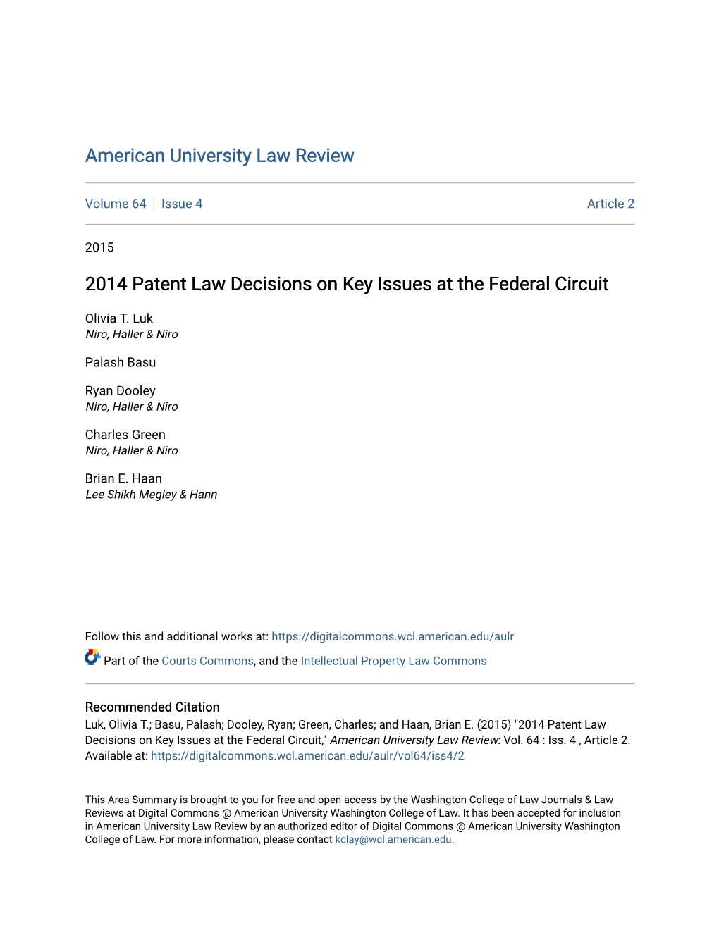 2014 Patent Law Decisions on Key Issues at the Federal Circuit