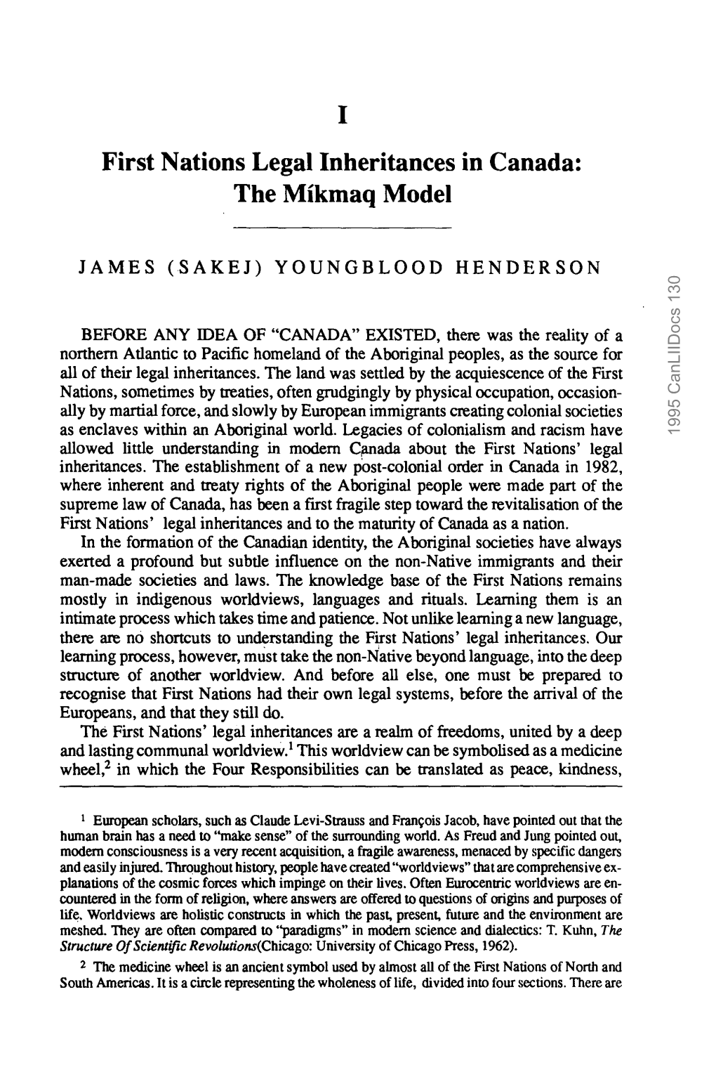 First Nations Legal Inheritances in Canada: the Mfkmaq Model