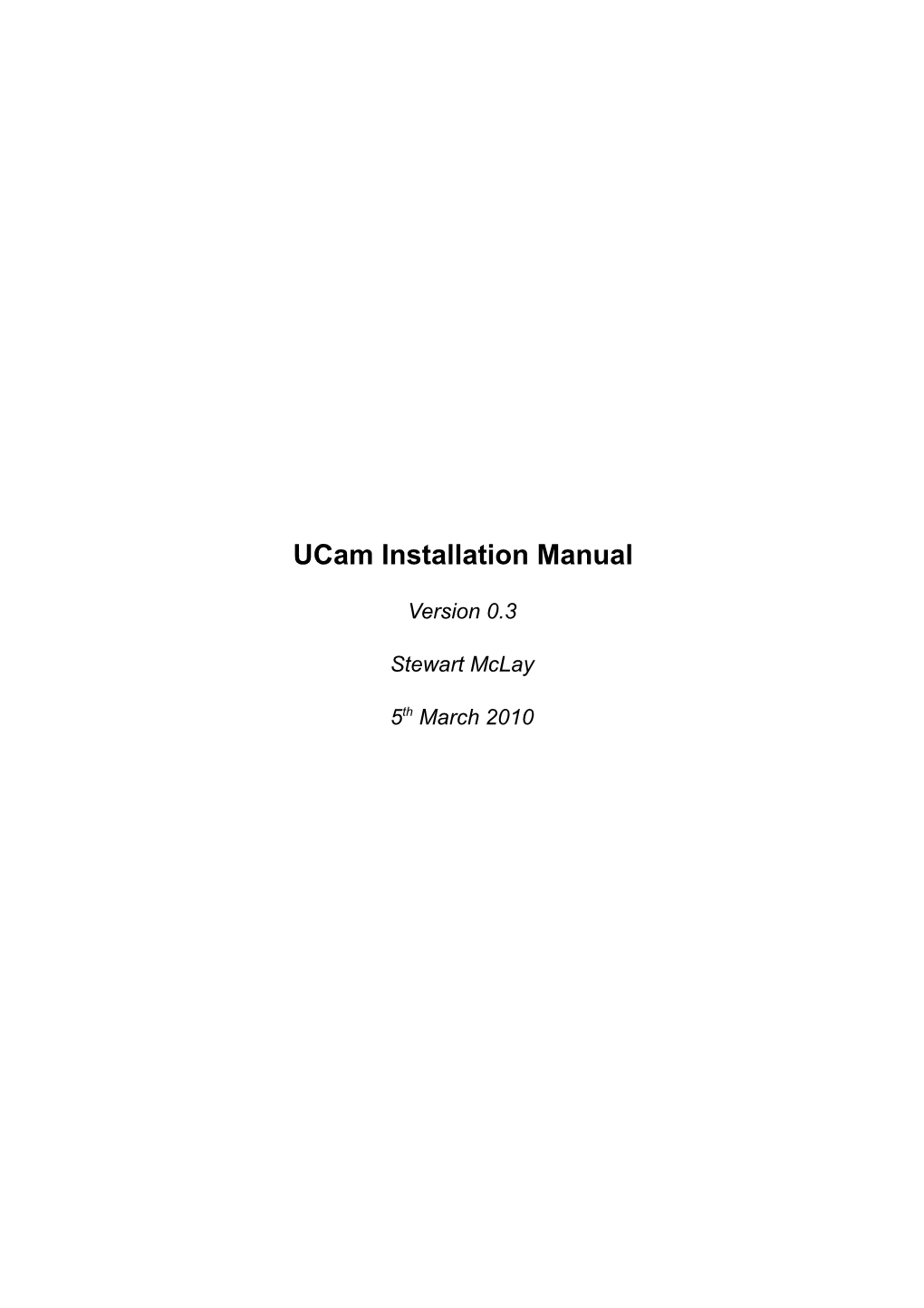 Ucam Installation Manual
