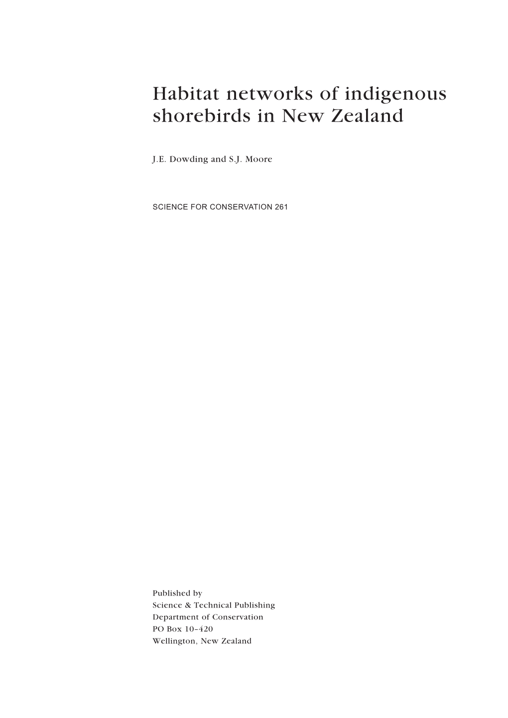 Habitat Networks of Indigenous Shorebirds in New Zealand