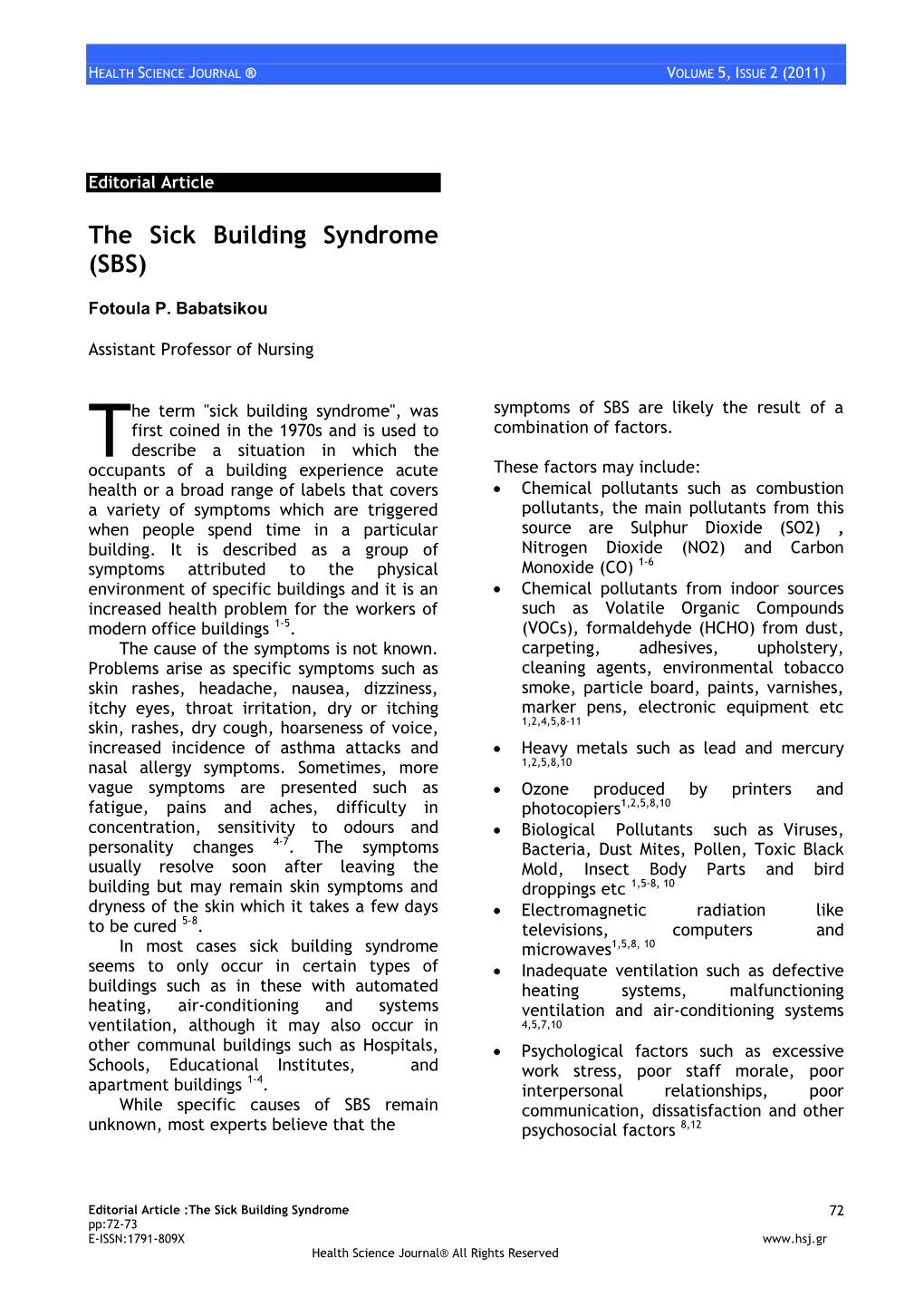 The Sick Building Syndrome