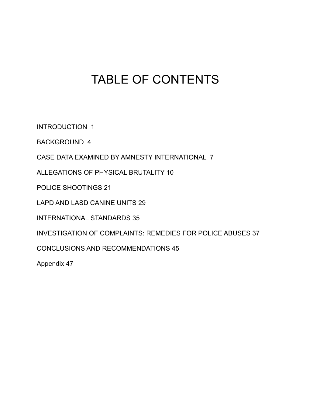 Table of Contents