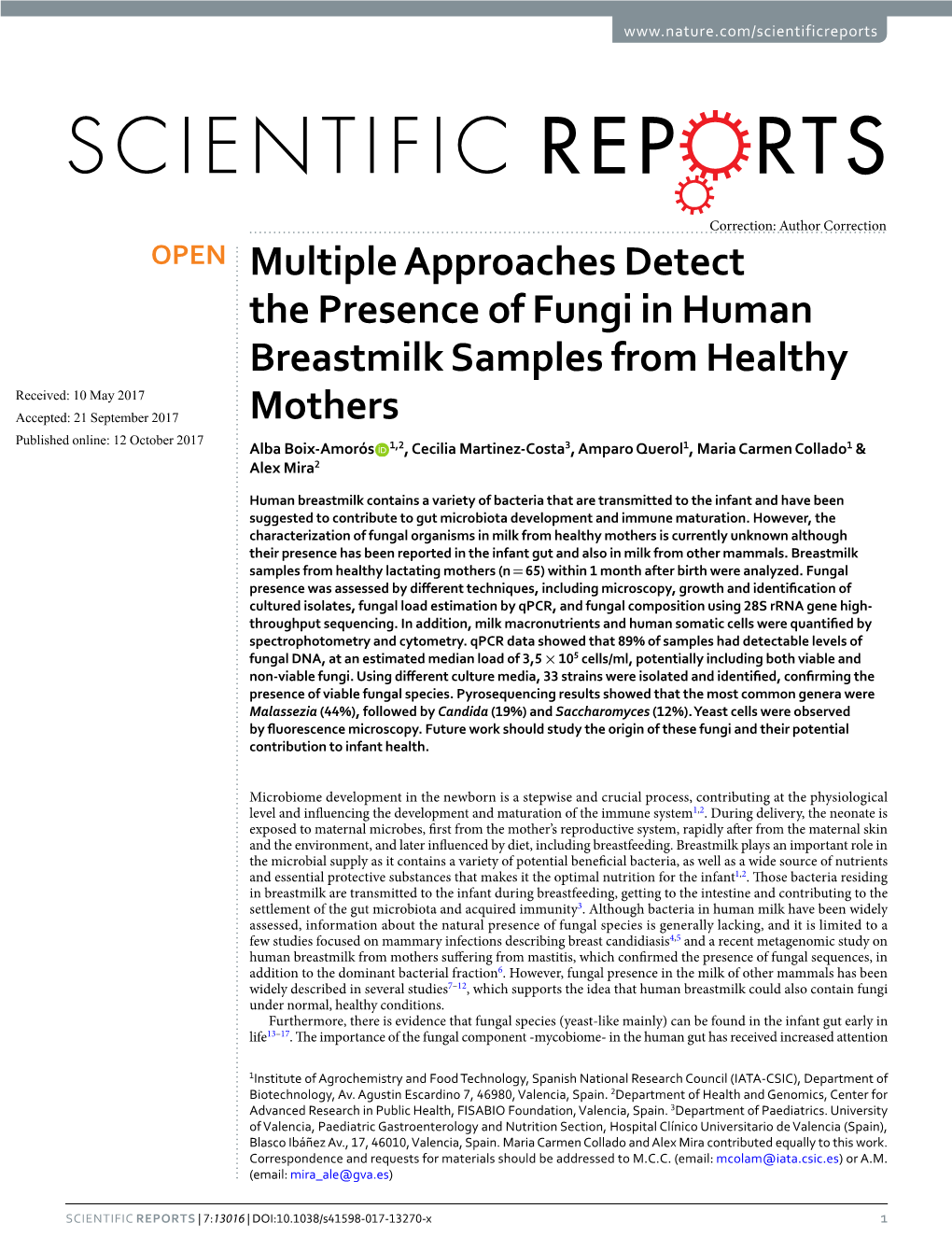 Multiple Approaches Detect the Presence of Fungi in Human