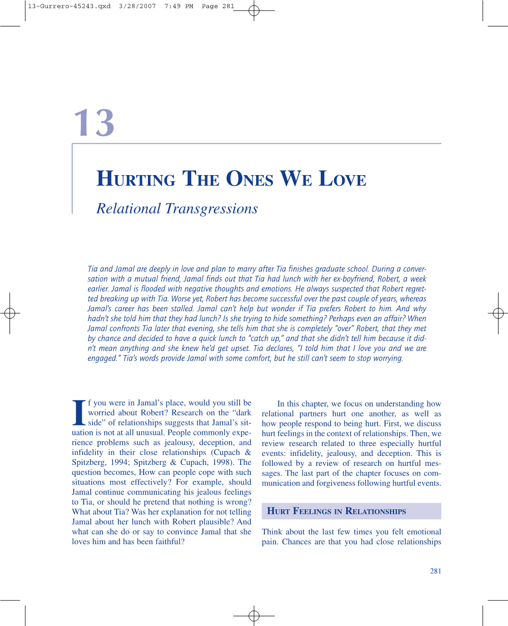 HURTING the ONES WE LOVE Relational Transgressions