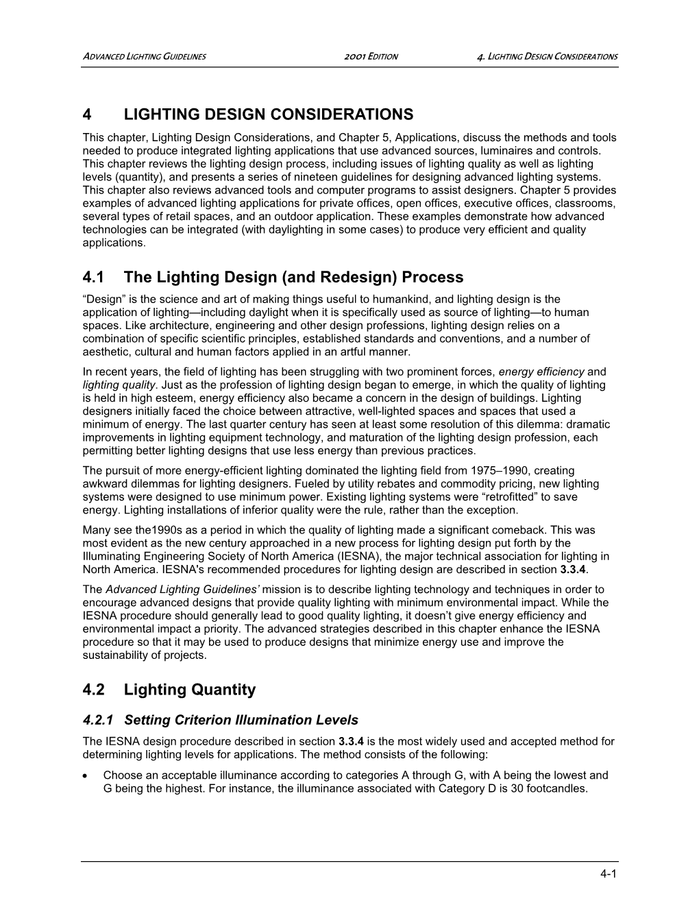 4 Lighting Design Considerations 4.1