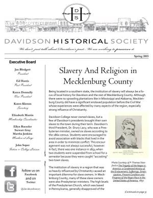 Slavery and Religion in Mecklenburg County