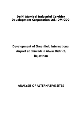 Development of Greenfield International Airport at Bhiwadi in Alwar District, Rajasthan