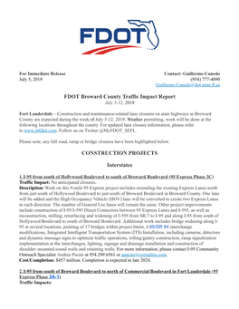 FDOT Broward County Traffic Impact Report CONSTRUCTION