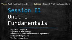 Session II – Unit I – Fundamentals