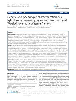 Genetic and Phenotypic Characterization of a Hybrid Zone