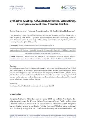 Cyphastrea Kausti Sp. N. (Cnidaria, Anthozoa, Scleractinia), a New Species of Reef Coral from the Red Sea
