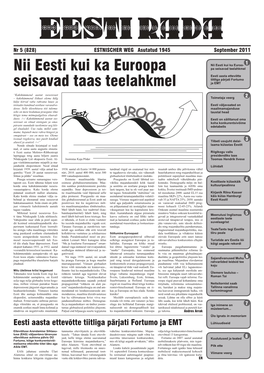 Nii Eesti Kui Ka Euroopa Seisavad Taas Teelahkmel