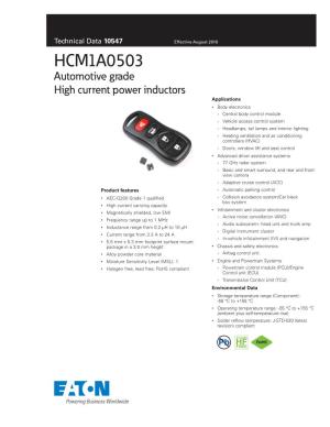 HCM1A0503 Inductor Data Sheet