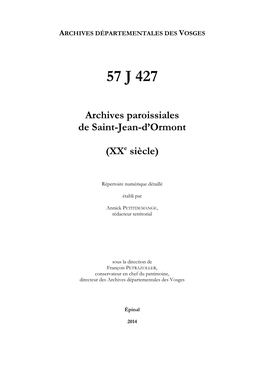 ARCHIVES DÉPARTEMENTALES DES VOSGES 57 J 427 Archives